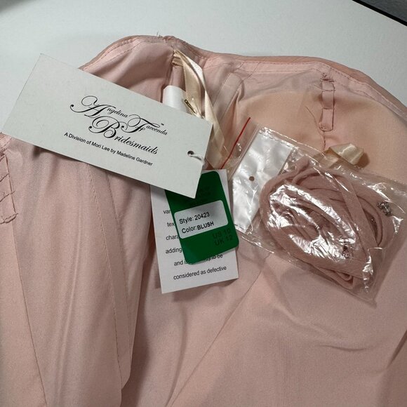 Mori Lee Bridesmaid Dress Long Formal Blush US Size 10 Angelina Faccenda 20423 - Picture 12 of 12